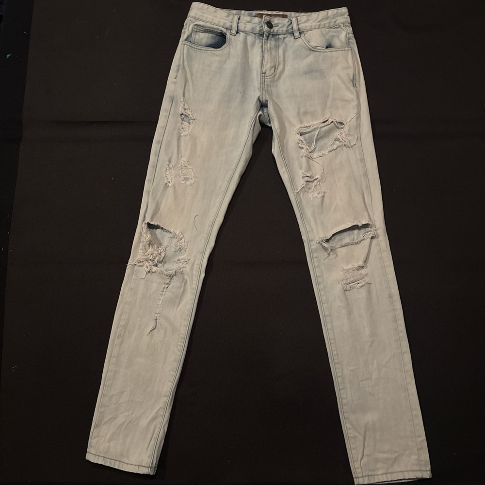 Men's Light Blue Distressed Jeans